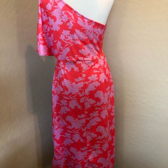 Amazon Beautisun One Shoulder Floral Print Ruched Midi Dress. Size L - Picture 4 of 10